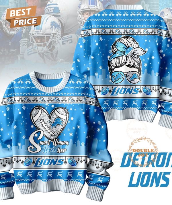 Detroit Lions Smart Woman Loves Her Christmas Sweater