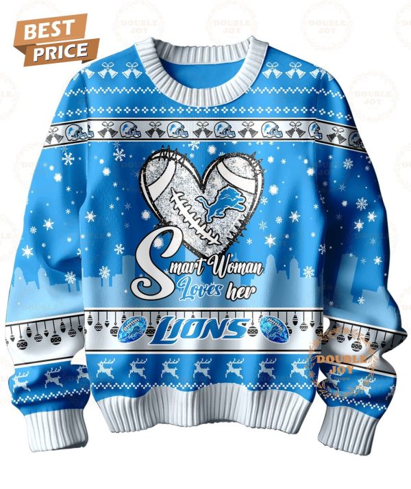 Detroit Lions Smart Woman Loves Her Christmas Sweater