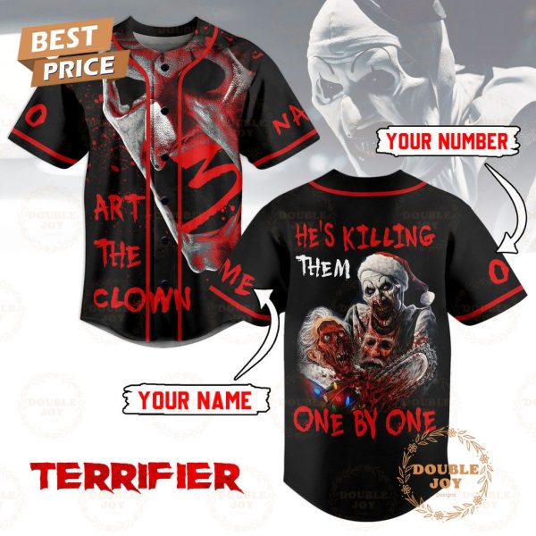 Terrifier Art The Clown He’s Killing Them One By One Personalized Baseball Jersey