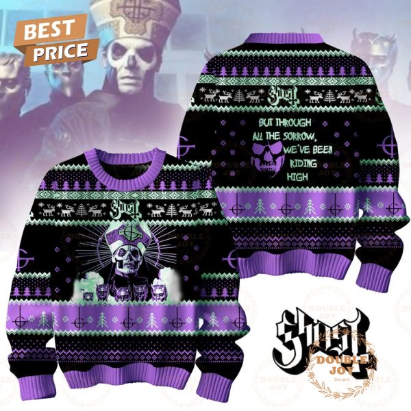 Ghost Rock Band But Through All The Sorow We’ve Been Riding High Christmas Sweater