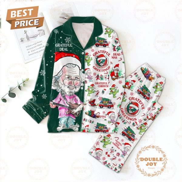 Grateful Dead Rock Band Merry Christmas Greetings 2024 Pajamas Set