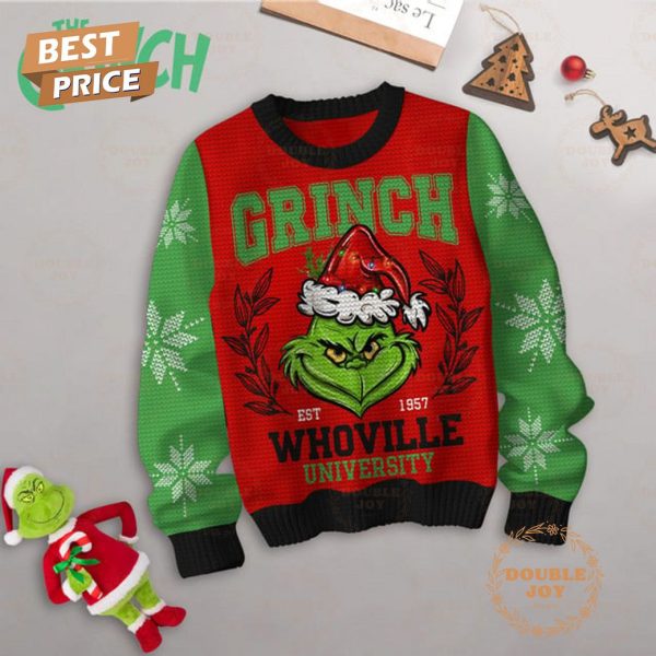 Grinch Whoville University Christmas Sweater – Red