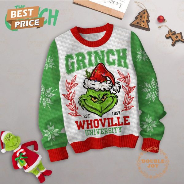 Grinch Whoville University Christmas Sweater – White