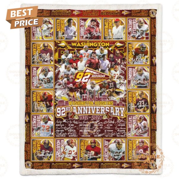 Washington Redskins 92nd Anniversary 1932-2024 Fleece Blanket