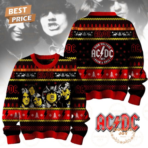 High Voltage AC/DC Rock Band 1975 Rock & Roll Christmas Sweater