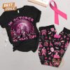 Horror Character In October We Wear Pink Halloween 2024 Fleece Pajamas Set – Pink