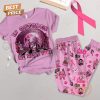 Horror Character In October We Wear Pink Halloween 2024 Fleece Pajamas Set – Black