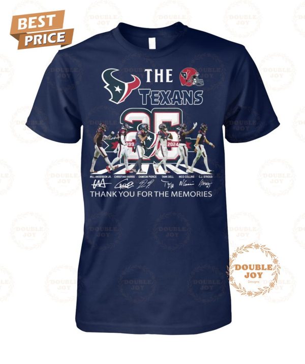 Houston Texans 25th Anniversary 1999-2024 Thank You For The Memories T-Shirt