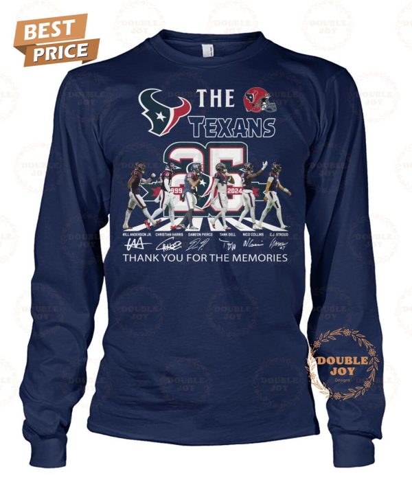 Houston Texans 25th Anniversary 1999-2024 Thank You For The Memories T-Shirt