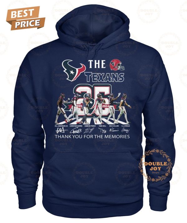 Houston Texans 25th Anniversary 1999-2024 Thank You For The Memories T-Shirt