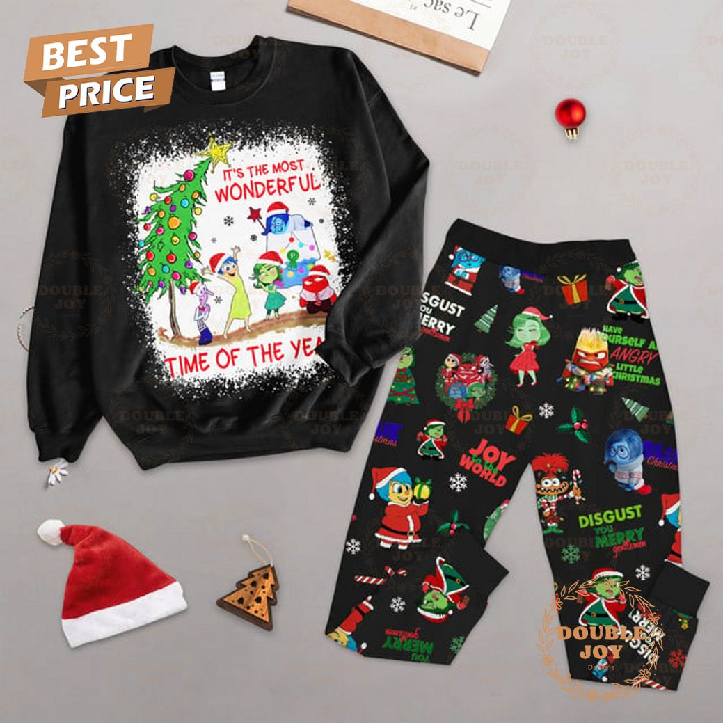 Inside Out It's The Most Wonderful Time Of The Year Chirstmas Fleece Pajamas Set