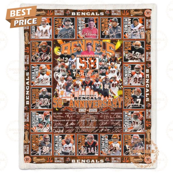 Cincinnati Bengals 58th Anniversary 1967-2025 Fleece Blanket