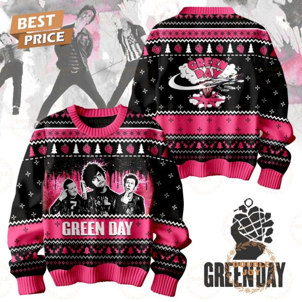 Green Day Rock Band Merry Christmas Pink Sweater