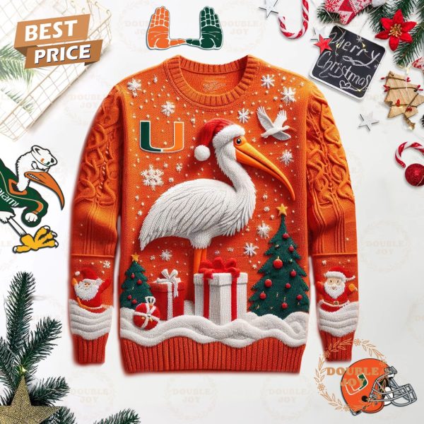 Miami Hurricanes Merry Christmas Orange Sweater