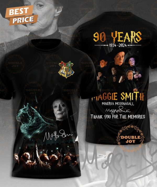 Maggie Smith 90 Years 1934-2024 Minerva Mcgonagall Thank You For The Memories 3D T-Shirt