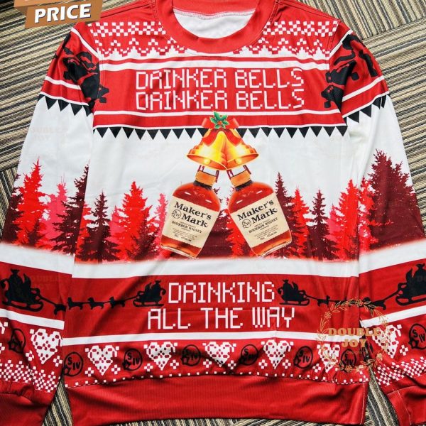 Maker’s Mark Christmas Sweater – Festive Holiday Drinking Theme ‘Drinker Bells’ Design