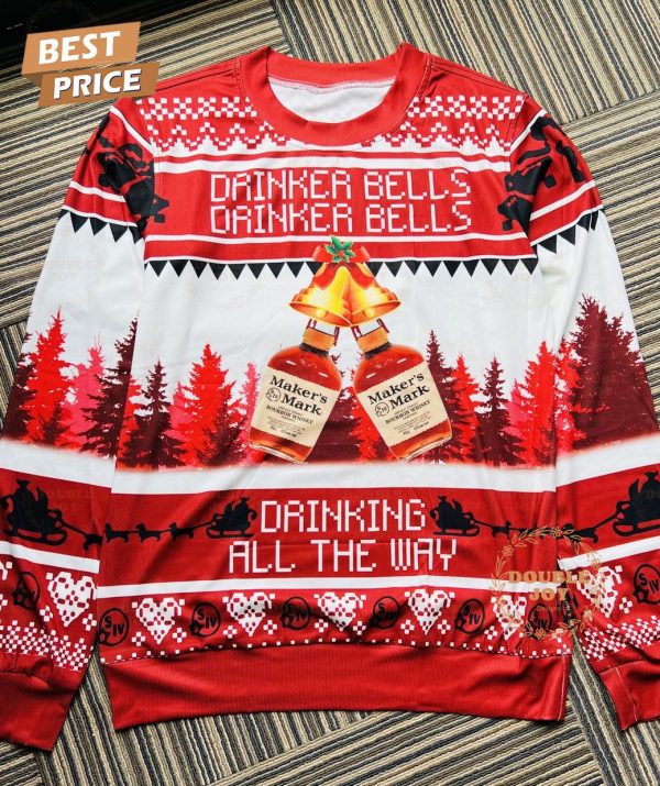 Maker’s Mark Christmas Sweater – Festive Holiday Drinking Theme ‘Drinker Bells’ Design