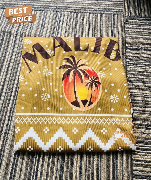 Malibu Christmas Sweater – Tropical Sunset Palm Trees Pattern Holiday Sweater for Festive Celebrations