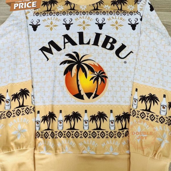 Malibu Rum Ugly Christmas Sweater – Tropical Palm Tree and Sunset Design, Fun Holiday Sweater for Men and Women