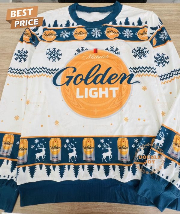 Michelob Golden Light Ugly Christmas Sweater – Beer Can and Snowflake Design, Funny Holiday Sweater for Men and Women