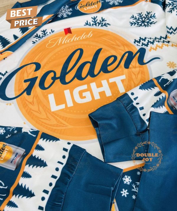 Michelob Golden Light Ugly Christmas Sweater – Beer Can and Snowflake Design, Funny Holiday Sweater for Men and Women