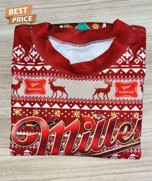 Miller High Life Ugly Christmas Sweater – Retro Lady Design, Funny Holiday Beer Sweater for Men and Women