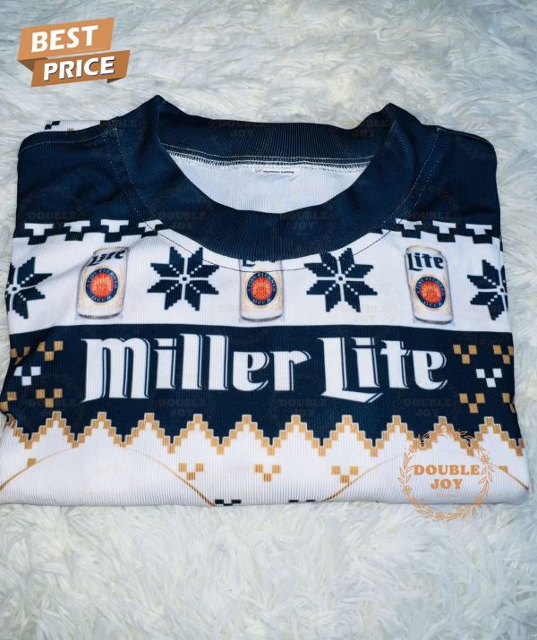 Miller Lite Christmas Sweater – Funny Ugly Holiday Sweater with Beer Can Design, Men’s and Women’s Sizes