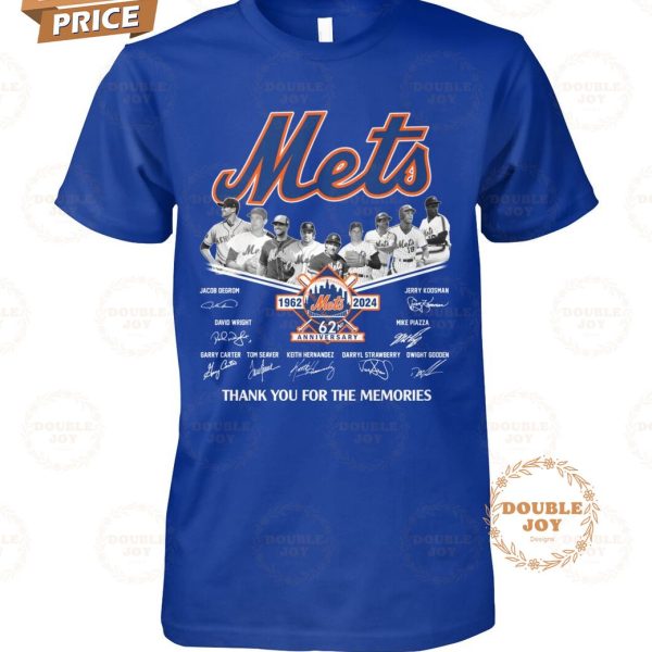 New York Mets 62nd Anniversary 1962-2024 Thank You For The Memories 2D T-Shirt