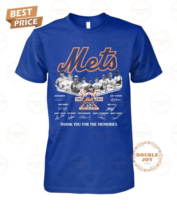 New York Mets 62nd Anniversary 1962-2024 Thank You For The Memories 2D T-Shirt