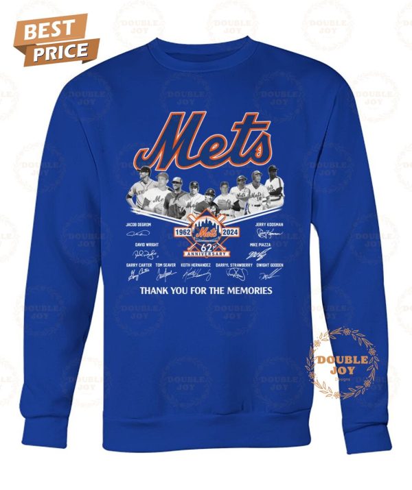 New York Mets 62nd Anniversary 1962-2024 Thank You For The Memories 2D T-Shirt