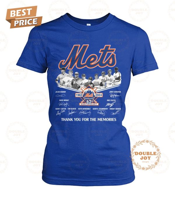 New York Mets 62nd Anniversary 1962-2024 Thank You For The Memories 2D T-Shirt