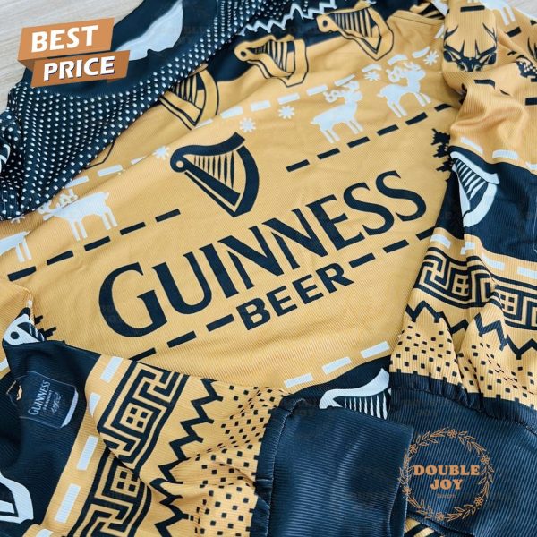 Guinness Christmas Sweater – Funny Beer-Themed Holiday Ugly Sweater, Gold and Black Design