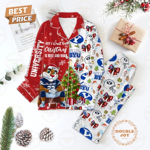 BYU Cougars All I Want For Christmas Is Rise And Roar Pajamas Set