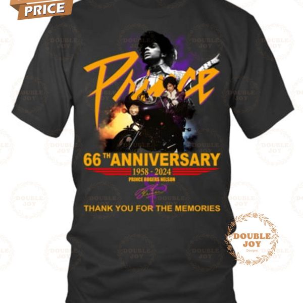 Prince Rogers Nelson 66th Anniversary 1958-2024 Thank For The Memories T-Shirt