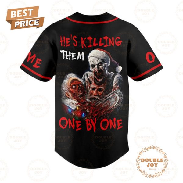 Terrifier Art The Clown He’s Killing Them One By One Personalized Baseball Jersey