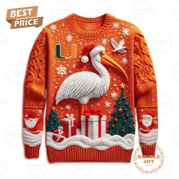 Miami Hurricanes Merry Christmas Orange Sweater