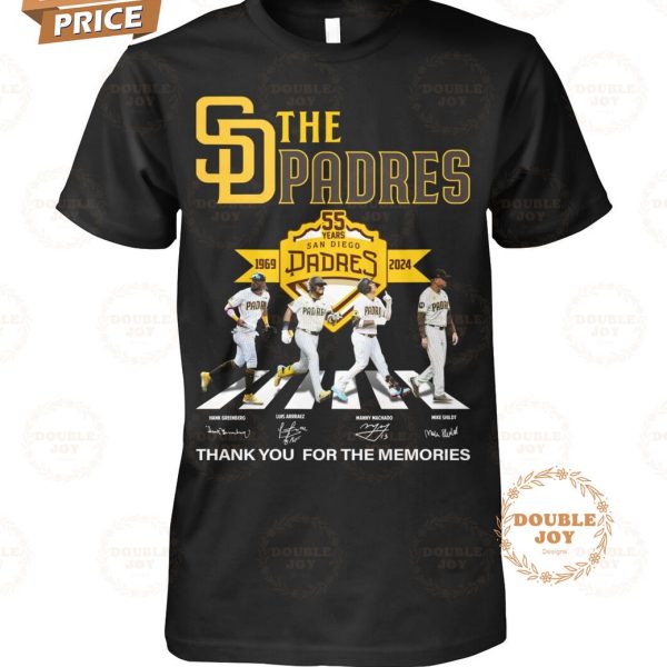 San Diego Padres 55 Years 1969-2024 Thank You For The Memories T-Shirt