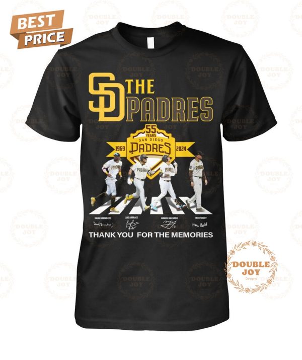 San Diego Padres 55 Years 1969-2024 Thank You For The Memories T-Shirt