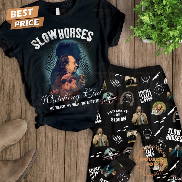 Slow Horses Watching Club We Watch, We Wait, We Survive Fleece Pajamas Set