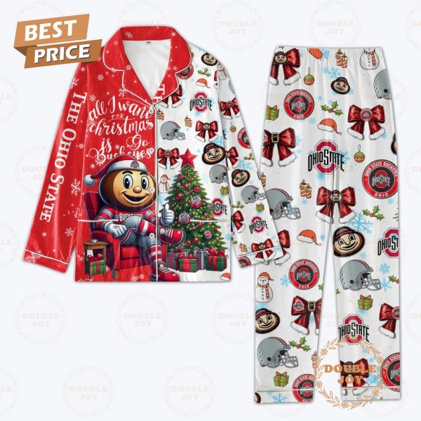 Ohio State Buckeyes All I Want For Christmas Is Go Buckeyes Pajamas Set