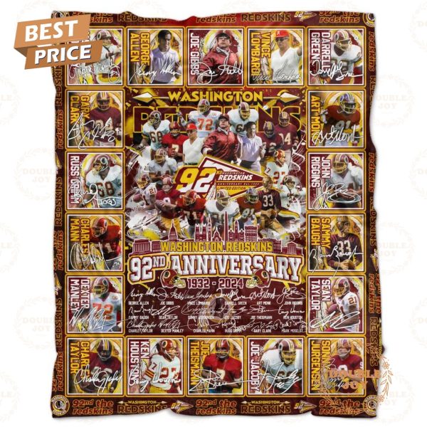 Washington Redskins 92nd Anniversary 1932-2024 Fleece Blanket