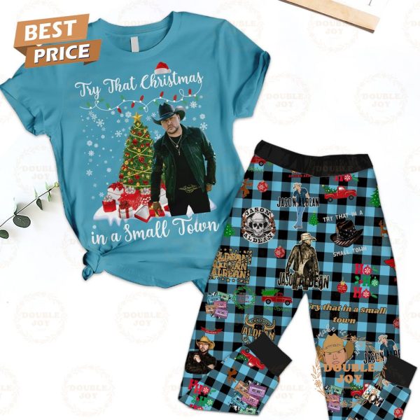 Jason Aldean Try That Christmas In A Small Town Fleece Pajamas Set