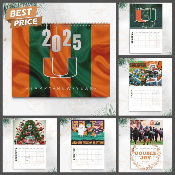 Miami Hurricanes 2025 Wall Calendar