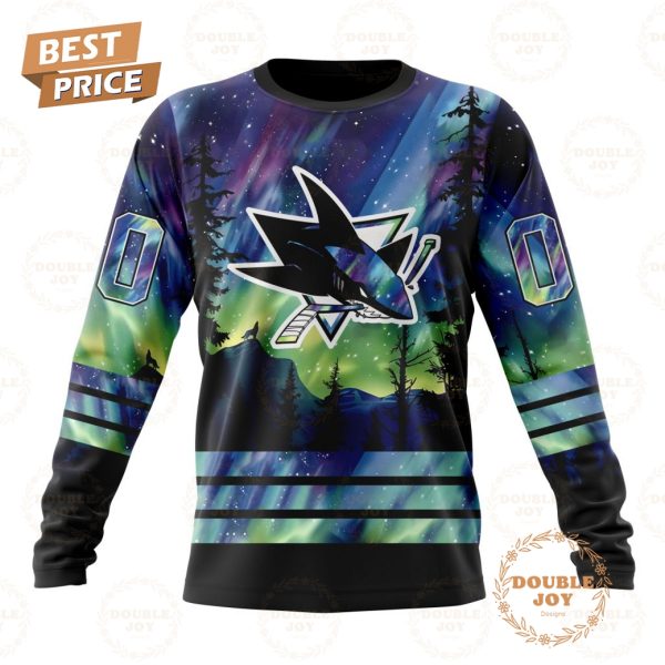 NHL San Jose Sharks Special Design With Northern Lights 2024 Hoodie