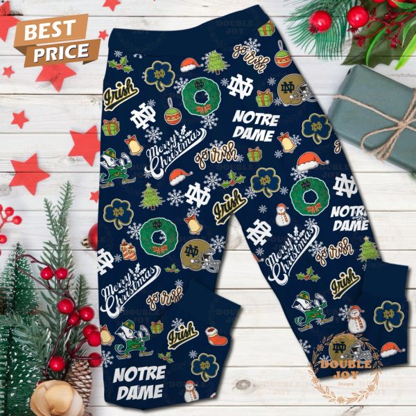 Notre Dame Fighting Irish Merry Christmas Go Irish Fleece Pajamas Set