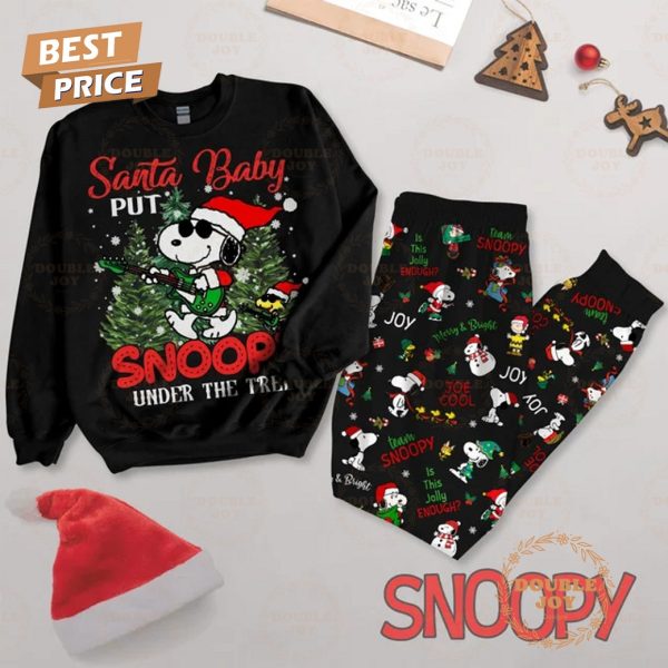 Santa Baby Put Snoopy Under The Tree Fleece Pajamas Set