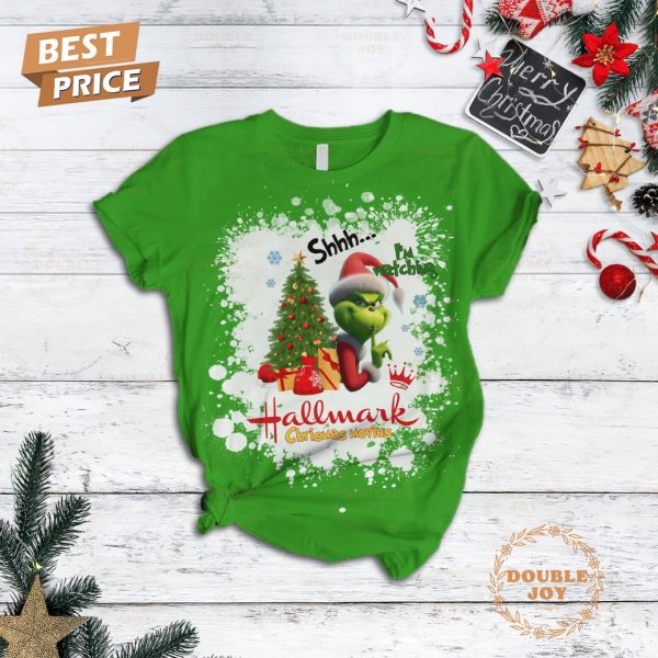 The Grinch Shhh…I’m Watching Hallmark Christmas Movies Fleece Pajamas Set