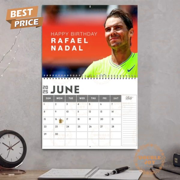 Rafael Nadal 2025 Wall Calendar