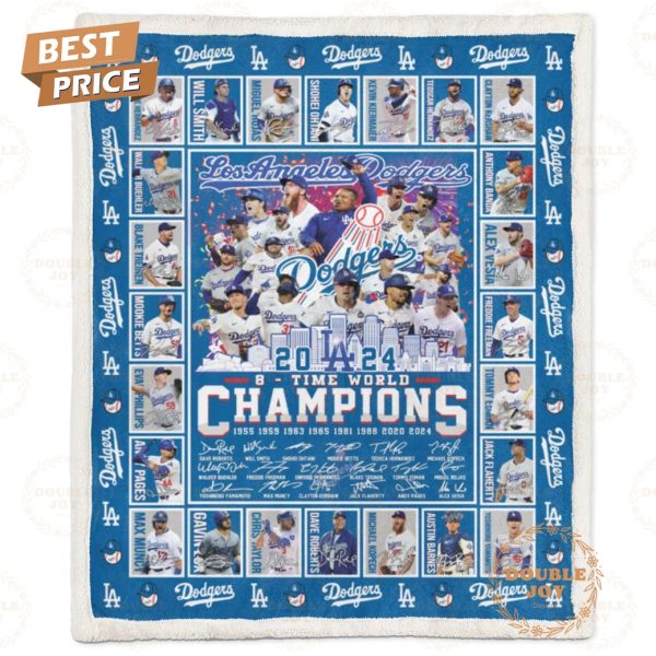 Los Angeles Dodgers 2024 8 – Time World Champions Fleece Blanket