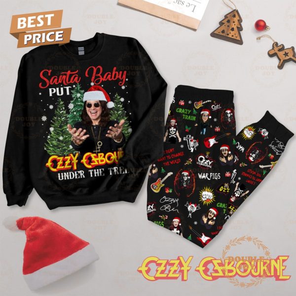 Santa Baby Put Ozzy Osbourne Under The Tree Merry Christmas Fleece Pajamas Set